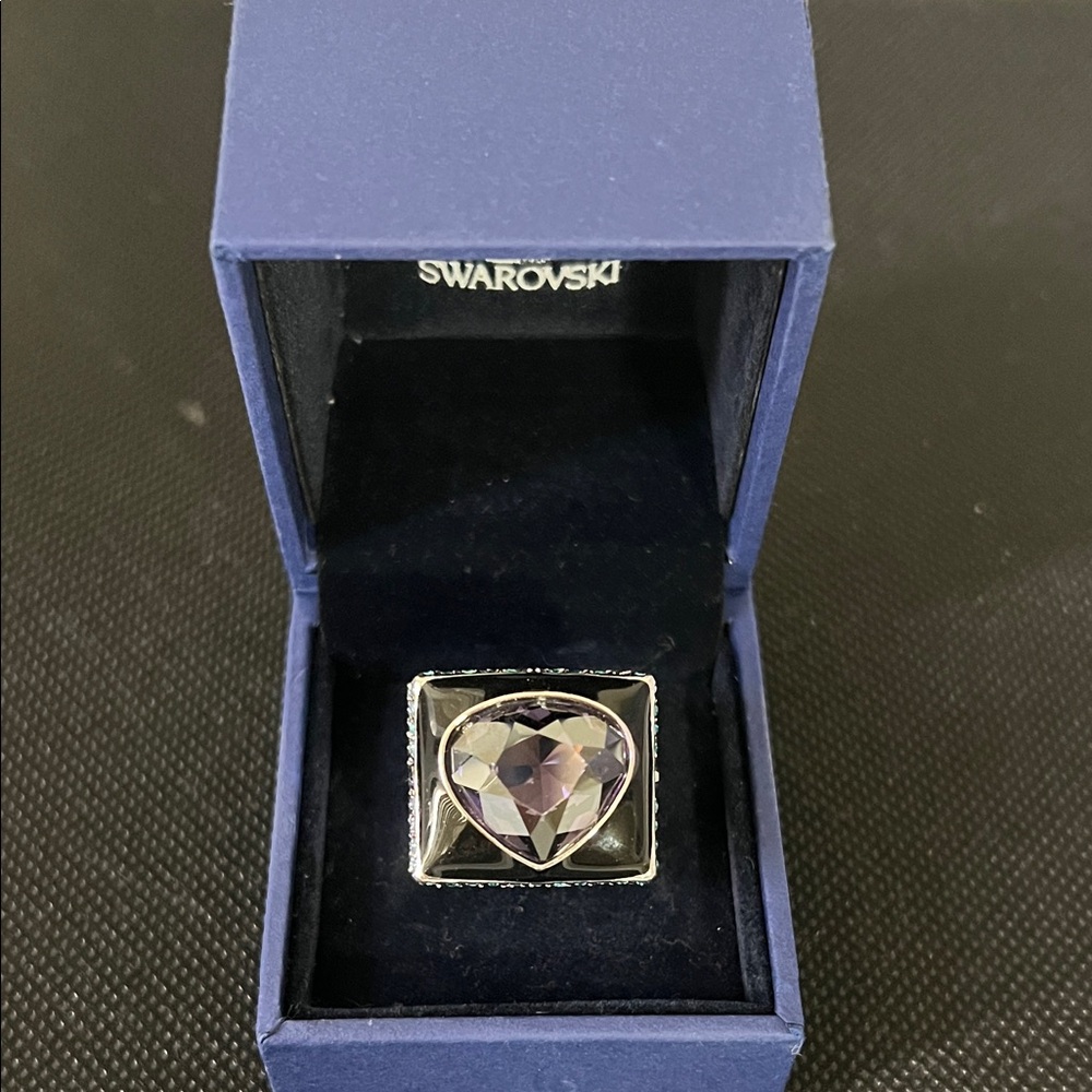 Swarovski Ring with Heart-Shaped Purple Gem